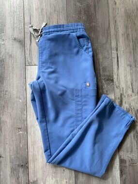 FIGS Yola High Waisted Scrub Pants XS Petite Ceil Blue 10 Pocket Skinny Leg